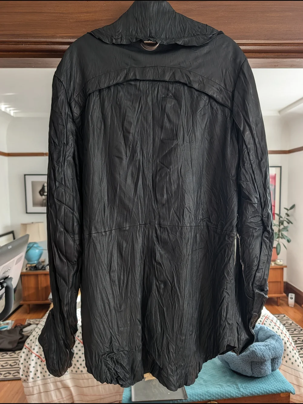 Men's Black Leather Jacket - XL